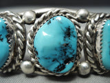 Tremendous Vintage Native American Navajo Sleeping Beauty Turquoise Sterling Silver Bracelet Old-Nativo Arts