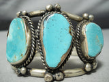 Incredible Vintage Native American Navajo Blue Gem Turquoise Sterling Silver Bracelet-Nativo Arts