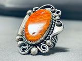 Huge Signed Vintage Native American Navajo Spiny Oster Sterling Silver Ring-Nativo Arts