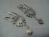 Exquisite Vintage Native American Zuni Sleeping Beauty Turquoise Sterling Silver Earrings-Nativo Arts