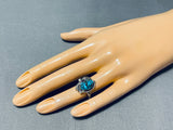 Rare Turquoise Vintage Native American Navajo Morenci Sterling Silver Ring-Nativo Arts