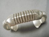 Thick And Heavy!! Vintage Native American Navajo Hand Tooled Sterling Silver Bracelet-Nativo Arts
