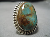 Native American Important Vintage Santo Domingo Tony Aguilar Sr Turquoise Sterling Silver Ring-Nativo Arts