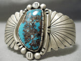 Important Vintage Native American Navajo Old Morenci Turquoise Sterling Silver Flank Bracelet-Nativo Arts