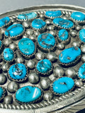 Astounding Vintage Native American Navajo Kingman Turquoise Sterling Silver Buckle Signed-Nativo Arts
