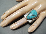 Native American Colossal Vintage Navajo Spiderweb Turquoise Sterling Silver Ring Old-Nativo Arts