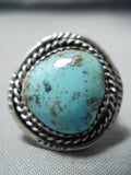 Amazing Vintage Native American Navajo Basalt Turquoise Sterling Silver Ring Old-Nativo Arts