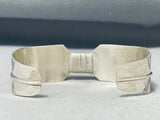 Completely Hand Tooled Vintage Native American Navajo Sterling Silver Feather Bracelet-Nativo Arts