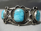 Superlative Vintage Native American Navajo Blue Diamond Turquoise Sterling Silver Bracelet Old-Nativo Arts