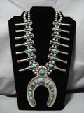 Bisbee Turquoise Vintage Native American Navajo Sterling Silver Squash Blossom Necklace Old-Nativo Arts