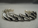 Important Aaron Anderson Native American Navajo Zig Zag Sterling Silver Bracelet-Nativo Arts