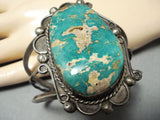 Huge Vintage Native American Navajo Green Turquoise Sterling Silver Bracelet-Nativo Arts