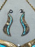 Marvelous Native American Navajo Turquoise Gold Filled Necklace And Earring Set-Nativo Arts