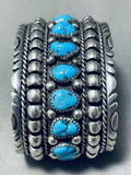 Dynamic Vintage Native American Navajo Kingman Turquoise Sterling Silver Bracelet Signed-Nativo Arts