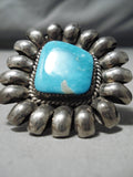 Amazing Vintage Native American Navajo Pilot Mountain Turquoise Sterling Silver Ring-Nativo Arts
