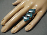 Amazing Vintage Navajo Dramatic Turquoise Sterling Silver Native American Ring-Nativo Arts