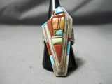 Native American Tremendous Vintage Navajo David Tune Turquoise Sterling Silver Inlay Ring-Nativo Arts