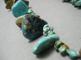 Stunning Vintage Native American Navajo Teardrop Royston Turquoise Sterling Silver Necklace-Nativo Arts