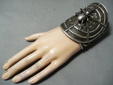 One Of The Most Unique Ever Vintage Native American Navajo Spider Sterling Silver Bracelet-Nativo Arts