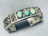Rare Vintage Native American Navajo 3 Royston Turquoise Storyteller Sterling Silver Bracelet-Nativo Arts