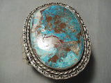 Opulent Vintage Native American Navajo Very Rare Turquoise Sterling Silver Bracelet Old-Nativo Arts