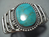 Triple Flank! Vintage Native American Navajo Royston Turquoise Sterling Silver Bracelet-Nativo Arts