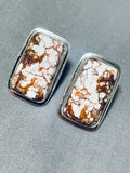 Unique Tom Jackson Vintage Native American Navajo Wild Horse Sterling Silver Earrings-Nativo Arts