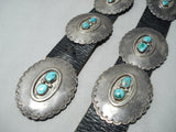 Heavy Thick Old Vintage Native American Navajo Turquoise Sterling Silver Concho Belt Old-Nativo Arts