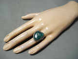 Spectacular Vintage Native American Navajo Blue Green Turquoise Sterling Silver Ring Old-Nativo Arts