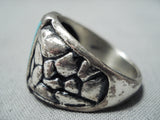 Tremendous Native American Navajo Kingman Turquoise Sterling Silver Huge Ring-Nativo Arts