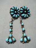 Marvelous Vintage Native American Navajo Teardrop Turquoise Sterling Silver Earrings Old-Nativo Arts