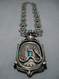 One Of Best Vintage Navajo Turquoise Sterling Silver Native American Necklace-Nativo Arts