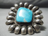 Amazing Vintage Native American Navajo Pilot Mountain Turquoise Sterling Silver Ring-Nativo Arts