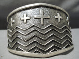 Superb Towering Native American Navajo Important Cross Christian Sterling Silver Bracelet-Nativo Arts