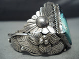 Important Detailed Vintage Native American Navajo Last Chance Turquoise Sterling Silver Bracelet-Nativo Arts