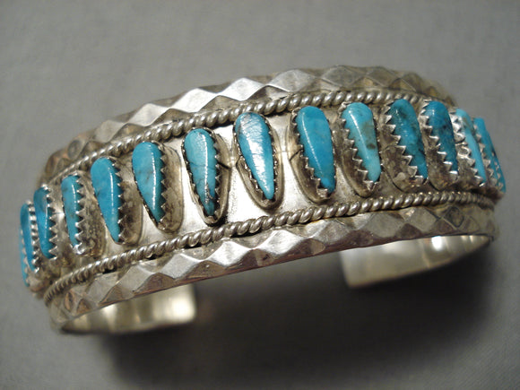 Amazing Vintage Native American Navajo Blue Diamond Turquoise Sterling Silver Bracelet-Nativo Arts