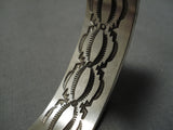 Amazing Vintage Native American Navajo Thick Hand Wrought Bruce Morgan Sterling Silver Bracelet-Nativo Arts
