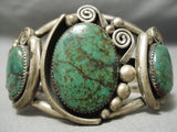 Museum Vintage Native American Navajo Large Green Turquoise Sterling Silver Bracelet Old-Nativo Arts