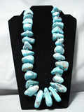 500 Grams!!! Huge Turquoise Chunk Sterling Silver Native American Navajo Necklace-Nativo Arts