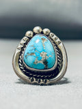 Very Rare Vintage Native American Navajo Gilber Turquoise Sterling Silver Ring Old-Nativo Arts