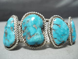 Tremendous Vintage Native American Navajo Carico Lake Turquoise Sterling Silver Bracelet-Nativo Arts