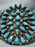 Early Huge Vintage Native American Navajo Teardrop Turquoise Sterling Silver Bracelet Old-Nativo Arts
