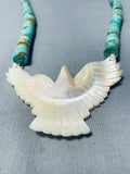 Bird Wings Vintage Native American Navajo Green Turquoise Sterling Silver Necklace-Nativo Arts