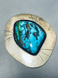 One Of The Largest Vintage Native American Navajo Godber Turquoise Sterling Silver Pendant-Nativo Arts