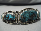 Important Vintage Native American Laguna Stevens Turquoise Sterling Silver Bracelet Old-Nativo Arts