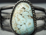Rare Vintage Native American Navajo Dry Creek Turquoise Sterling Silver Bracelet Old-Nativo Arts