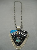 Important Intricate Native American Navajo Opal Sterling Silver Turquoise Inlay Necklace-Nativo Arts
