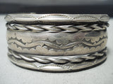 Silver Rope Vintage Native American Navajo Hand Tooled Sterling Silver Patina Bracelet Old-Nativo Arts