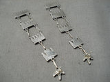 Fabulous Vintage Native American Zuni Turquoise Sterling Silver Dangle Earrings Old-Nativo Arts