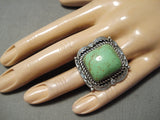Very Rare Vintage Native American Navajo Orvil Jack Turquoise Sterling Silver Tso Ring-Nativo Arts